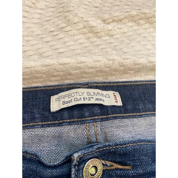 Levis Perfectly Slimming Boot Cut 512 Jeans Size 16 Medium Blue Denim - Picture 4 of 9